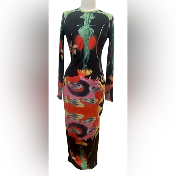 Multicolor Long Sleeve Dress - Picture 2 of 5